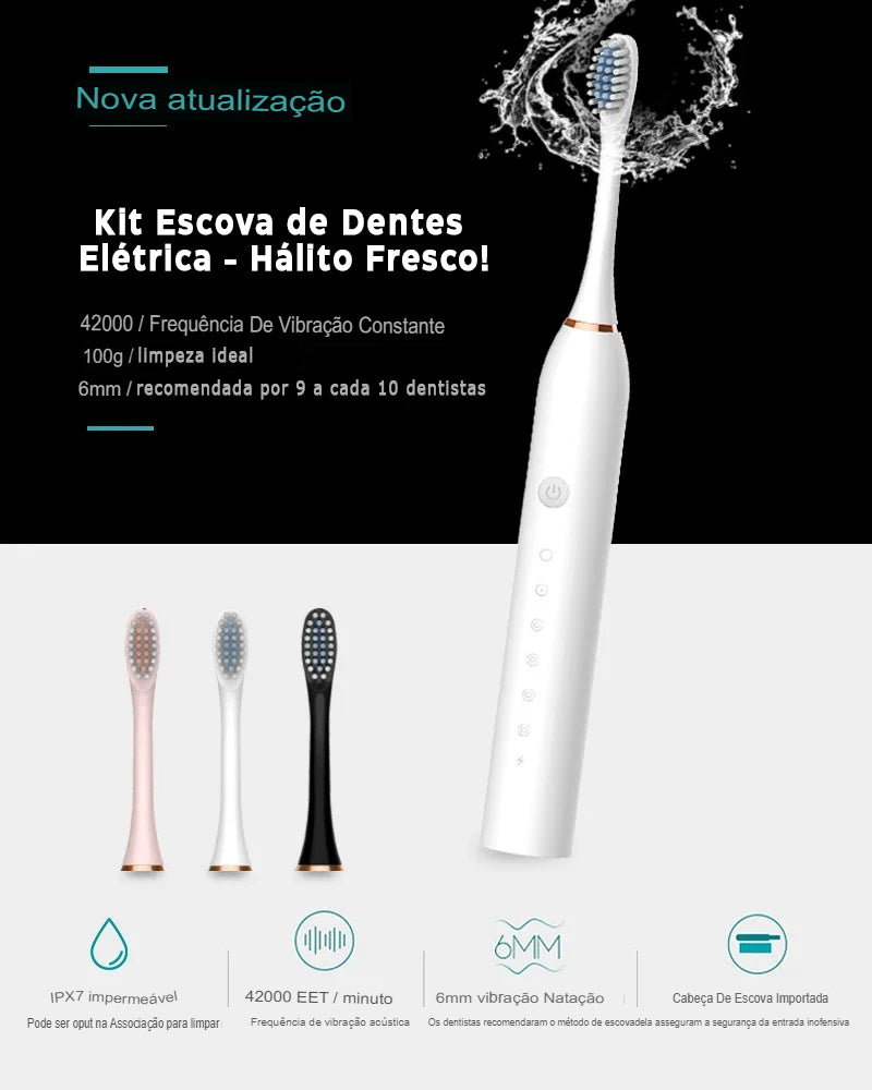 Kit Escova de Dentes Elétrica - Hálito Fresco!